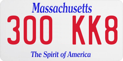 MA license plate 300KK8