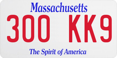 MA license plate 300KK9