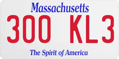 MA license plate 300KL3