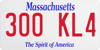 MA license plate 300KL4
