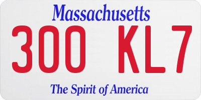 MA license plate 300KL7