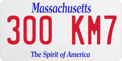 MA license plate 300KM7
