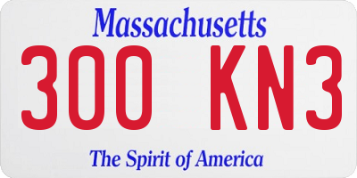 MA license plate 300KN3