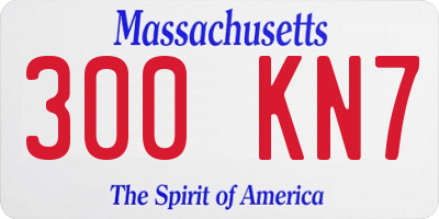 MA license plate 300KN7