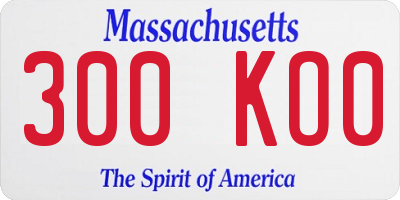 MA license plate 300KO0