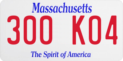 MA license plate 300KO4