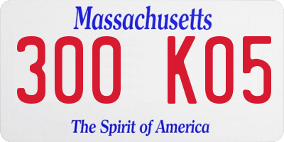 MA license plate 300KO5