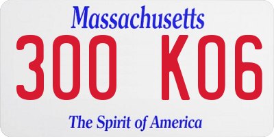 MA license plate 300KO6