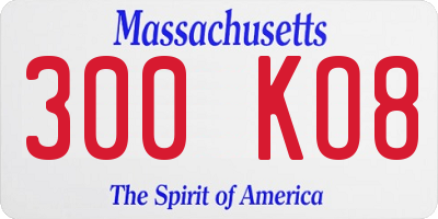 MA license plate 300KO8