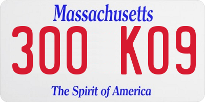 MA license plate 300KO9