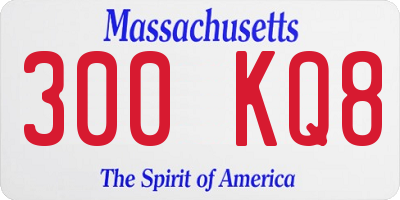MA license plate 300KQ8