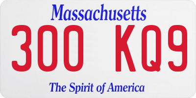 MA license plate 300KQ9