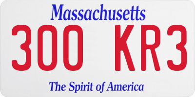 MA license plate 300KR3