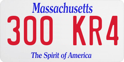 MA license plate 300KR4