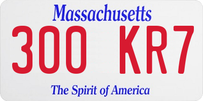 MA license plate 300KR7