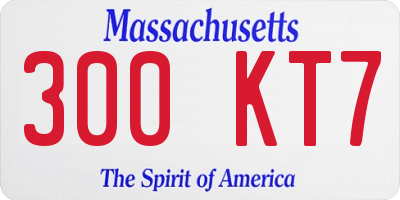 MA license plate 300KT7