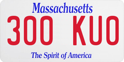 MA license plate 300KU0