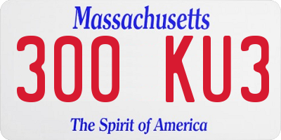MA license plate 300KU3