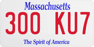 MA license plate 300KU7