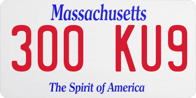MA license plate 300KU9