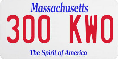 MA license plate 300KW0