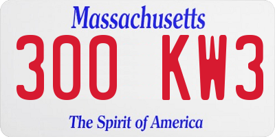 MA license plate 300KW3