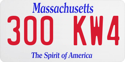 MA license plate 300KW4