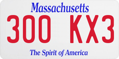 MA license plate 300KX3