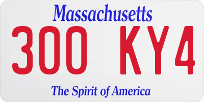 MA license plate 300KY4