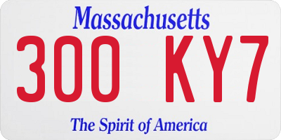 MA license plate 300KY7