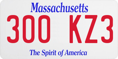 MA license plate 300KZ3