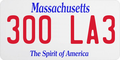 MA license plate 300LA3