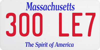 MA license plate 300LE7