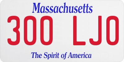 MA license plate 300LJ0
