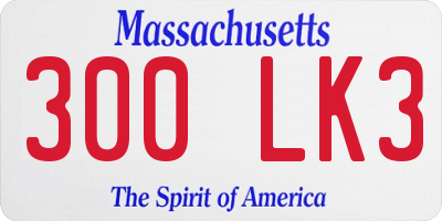 MA license plate 300LK3