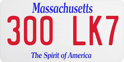 MA license plate 300LK7