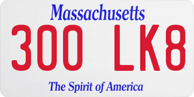 MA license plate 300LK8
