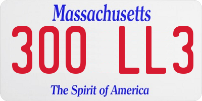 MA license plate 300LL3