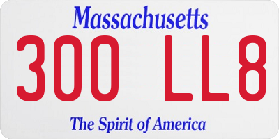 MA license plate 300LL8