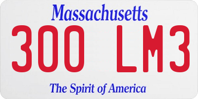 MA license plate 300LM3