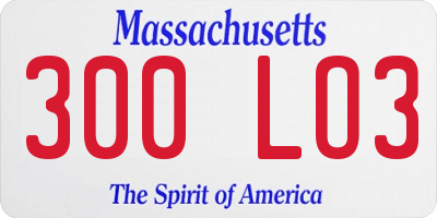 MA license plate 300LO3