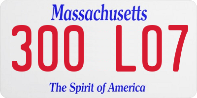 MA license plate 300LO7
