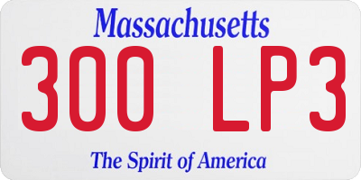 MA license plate 300LP3