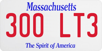 MA license plate 300LT3