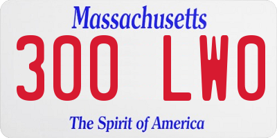 MA license plate 300LW0