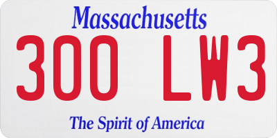 MA license plate 300LW3