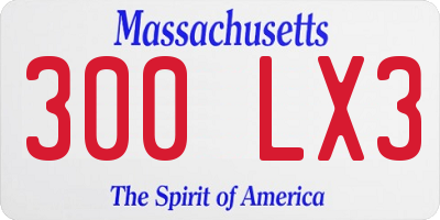 MA license plate 300LX3