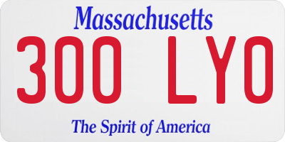 MA license plate 300LY0