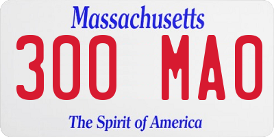 MA license plate 300MA0