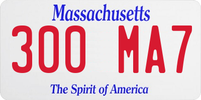 MA license plate 300MA7